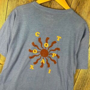 Cotopaxi Blue Sun Graphic Organic Cotton Recycled Polyester T-Shirt Mens XL READ